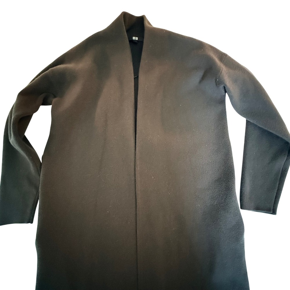 Uniqlo Black Longline Open Front Cardigan Duster Sweater Women's XXS Minimalist - Picture 9 of 14